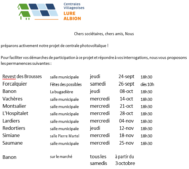 Réunions publiques : septembre - décembre 2026